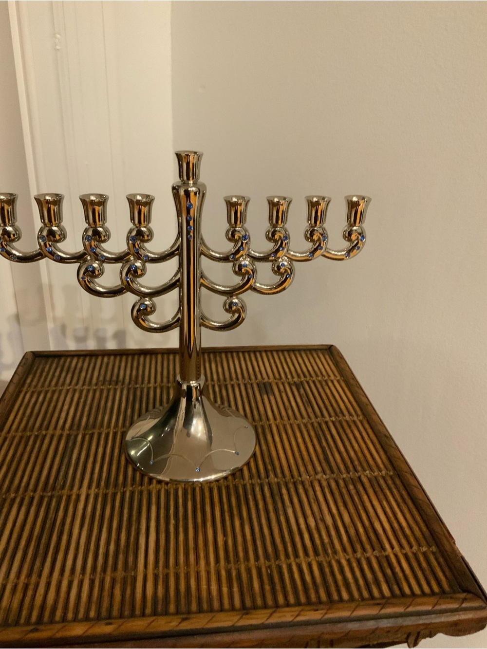 Harvey Lewis 9 Branch Menorah Made with Swarovski Elements Silver